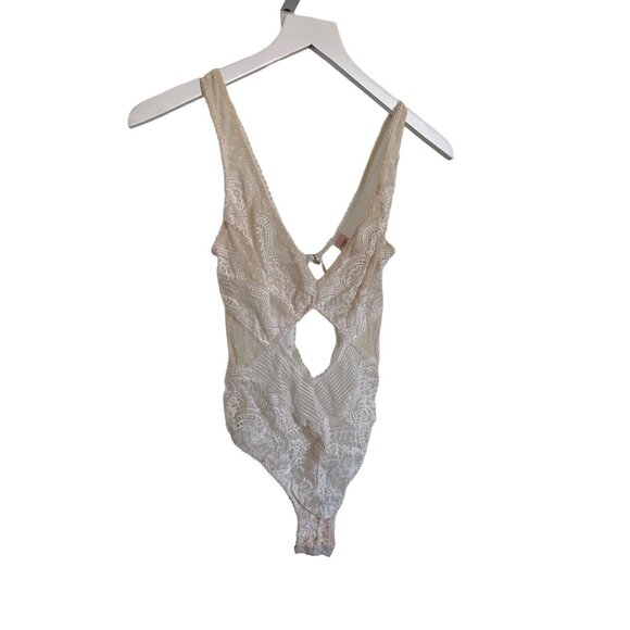 Victorias Secret Ivory Lace Mesh Bodysuit - Picture 2 of 6